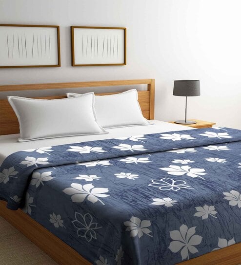 Blue Microfiber Abstract 250 GSM Double Blanket
