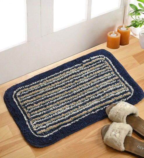 Blue Microfiber AntiSkid 16 X 24 Inches Bath Mat