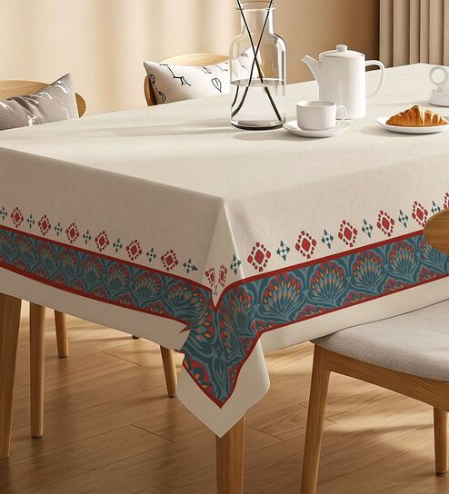 Blue Noon Floral Sicilia Table Cover ( 4 Seater  )