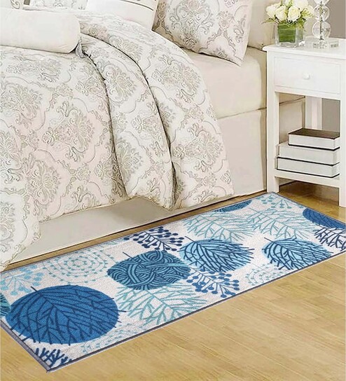 Blue Nylon Floral 47.2 x 19.6 Inches Runner