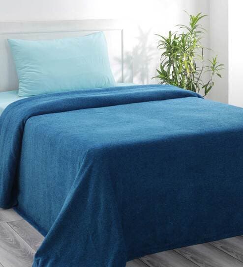 Blue Abstract 110 TC Cotton Single Bed Cover by Maspar