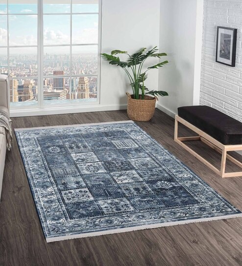 Blue Persian 3x5 Feet Machine Made Carpet