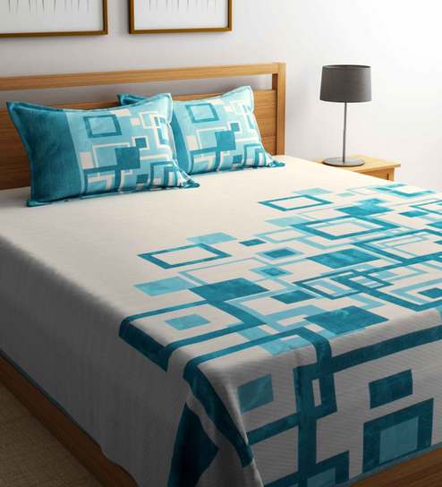 Buy Poly Cotton 180 Tc Double Bed Cover With 2 Pillow Covers By