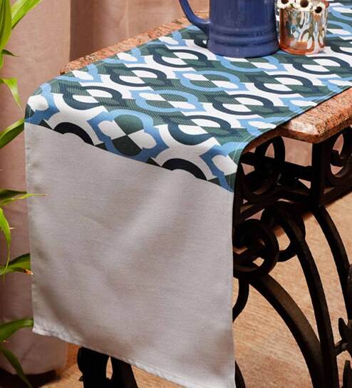 Sibilance  (12x84) Blue & White Polycanvas Table Runner