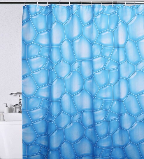 Blue Shower Polyester 6 Ft Blackout Eyelet Shower Curtain