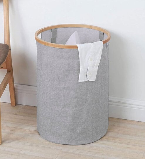 Blue Polyester Laundry Basket