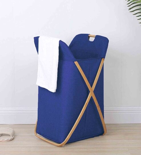 Blue Polyester Laundry Basket