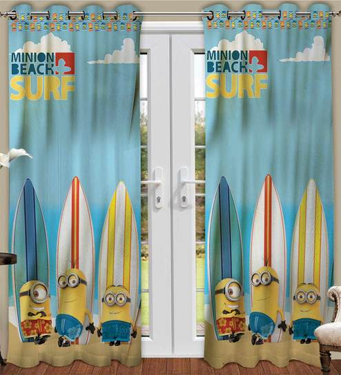 Buy Blue Polyester Minions Athom Trendz Kids Long Door Curtain