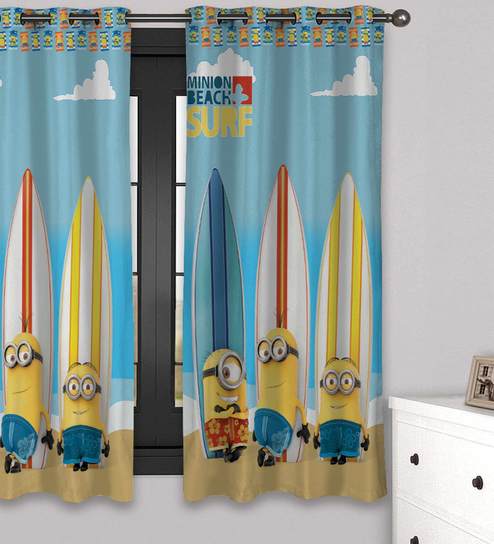 Buy Blue Polyester Minions Athom Trendz Kids Window Curtain By