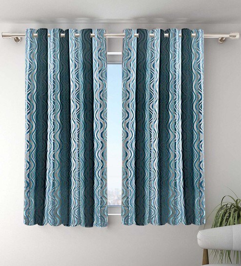 Buy Abstract Pattern Polyester 5 Feet Window Curtain Set Of 2 By