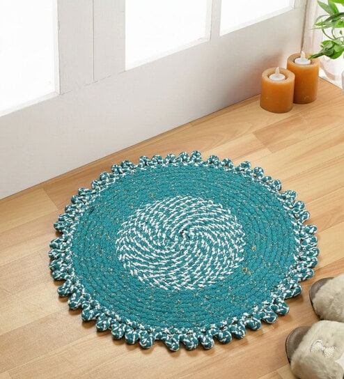 Blue Polypropylene Max Absorbent 18X18 Inches Round Bath Mat