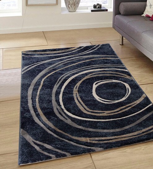 Buy Blue Polypropylene Bella Rectangle Carpet 6 X 10 Ft By