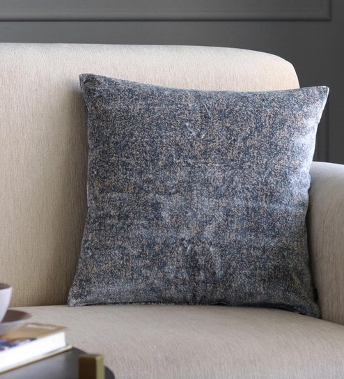 Blue Abstract Poly Viscose 16 x 16 Inches Cushion Cover by GM Fabrics