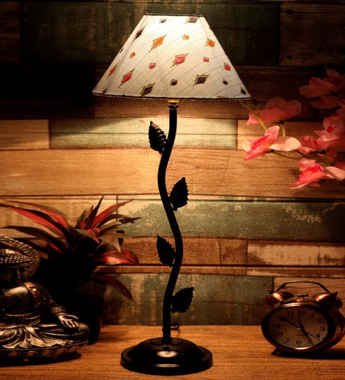 Blue Shade Table Lamp With Metal Base By Foziq