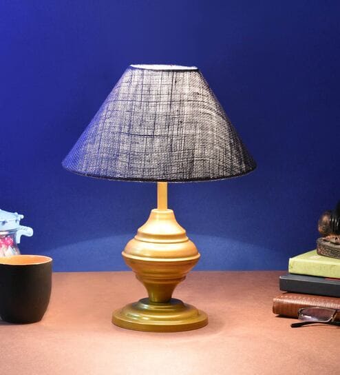 Blue Shade Table Lamp With Metal Base By Foziq