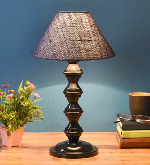 Blue Shade Table Lamp With Metal Base By Foziq