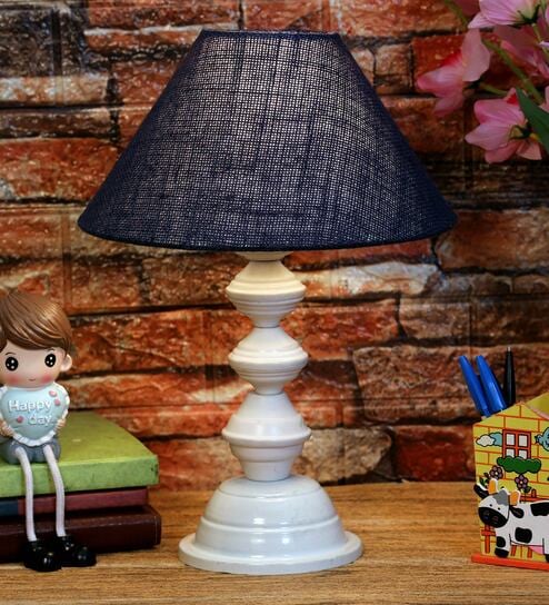 Blue Shade Table Lamp With Metal Base By Foziq