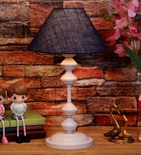 Blue Shade Table Lamp With Metal Base By Foziq