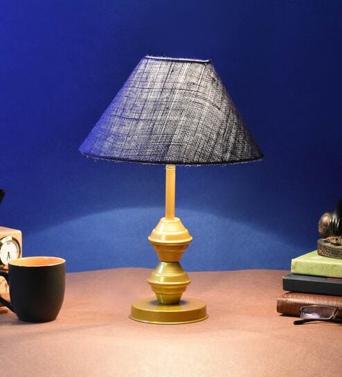 Blue Shade Table Lamp With Metal Base By Foziq