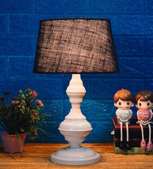 Blue Shade Table Lamp With Metal Base By Foziq