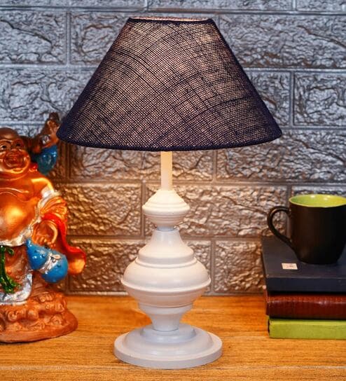 Blue Shade Table Lamp With Metal Base By Foziq