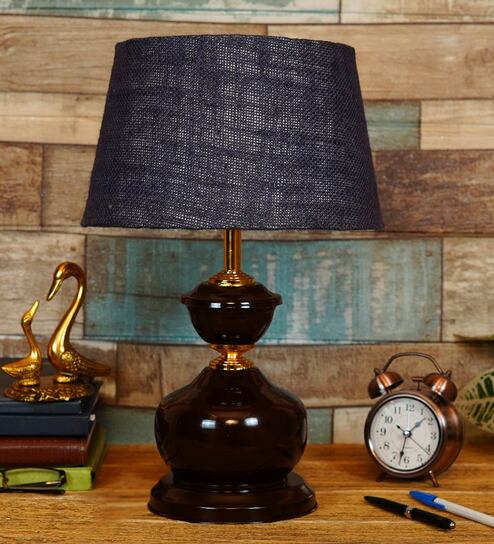 Blue Shade Table Lamp With Metal Base By Foziq
