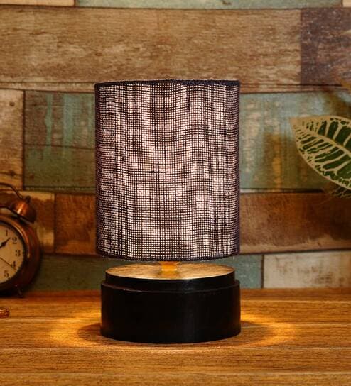 Blue Shade Table Lamp With Wood Base By BrightDaisy