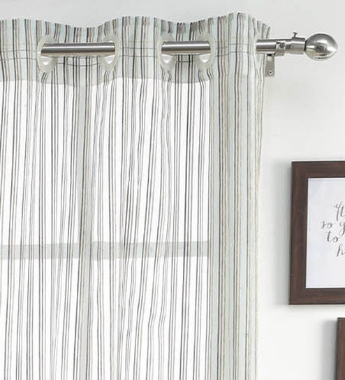 Buy Blue Sheer Polyester 5 Feet Eyelet Window Curtain By Skipper