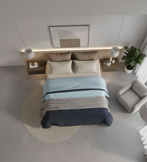 Blue Soft Fluffy Micro Solid Plain Heavy Winter Double 150GSM Reversible Comforter