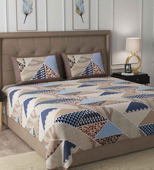 Blue Solid 240 TC Cotton Double Bedsheet With 2 Pillow Covers  Collection by Jaipur Fabric