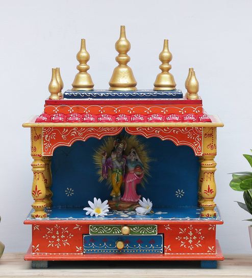 Buy Blue Mango Wood Pooja Mandir By Home And Bazaar Online Floor