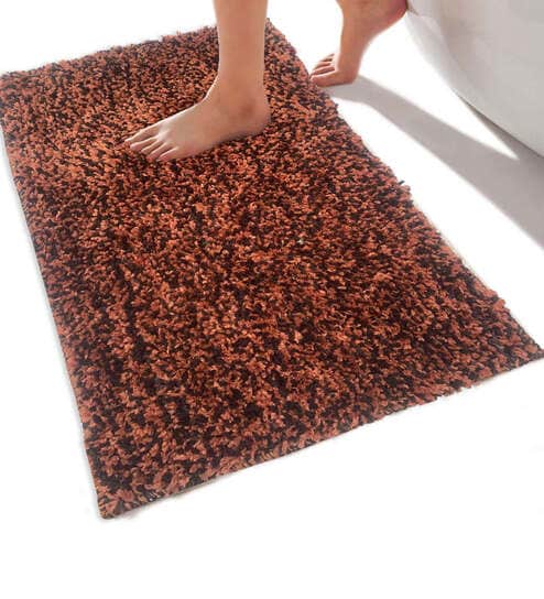 Red Solid Microfibre 23x15 Inches AntiSkid Bath Mat