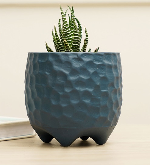 Pebble Blue Terracotta Desk Pot by Purezento