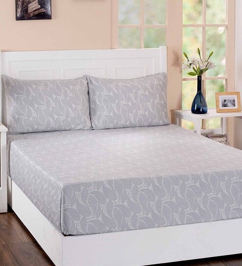 Blue Traditional 210 TC Cotton 1 Single Bedsheet With 1 Pillow Cover Folklore Collection by Maspar