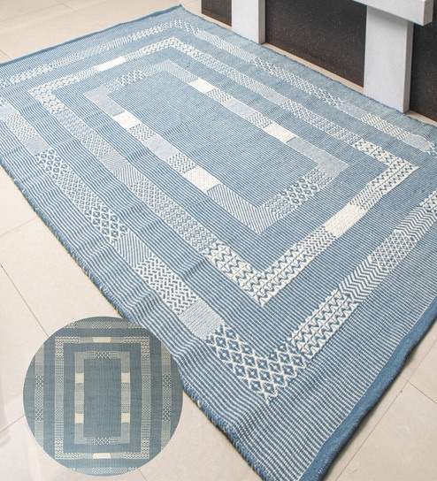 Blue Traditional Wool Hand Woven Carpet