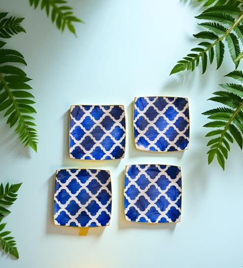 Blue Umrao Quarter Ceramic Plates Sets of 4 dinnerware Sets Plates