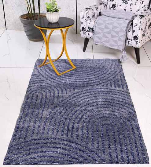 Blue Uval Modern Pile 3X5 Ft Carpet