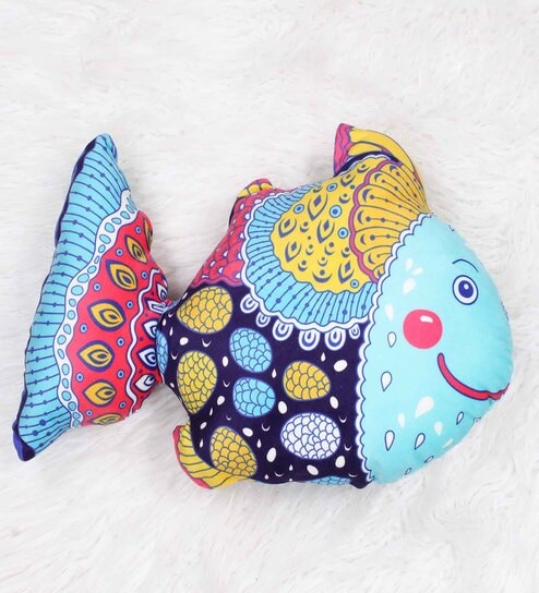 Blue Velvet Fish Shaped Cushion