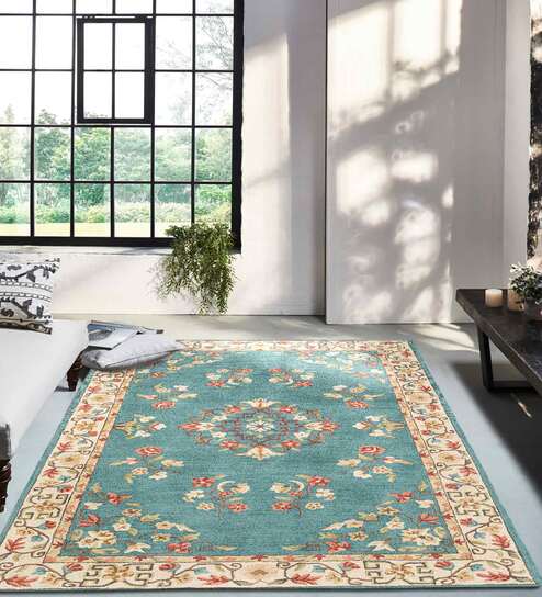 Blue Wool Persian 6 x 9 Feet Hand Tufted Carpet