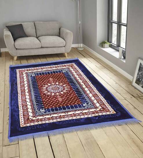Blue Persian Wool 4 ft x 6 ft Hand Tufted Carpet by Klotthe
