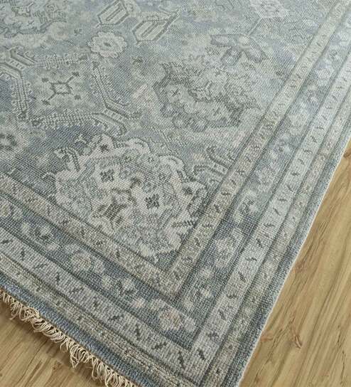 Grey Persian Wool 9 ft x 12 ft Hand Knotted Carpet