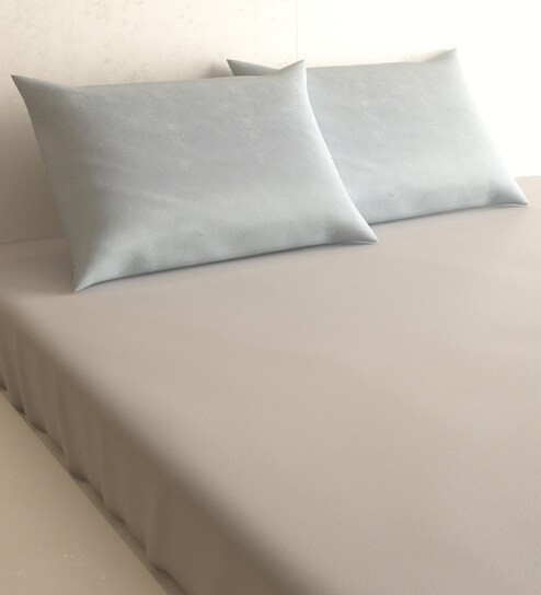 Buy Blue Wrinkle Free 100 Cotton 425 Tc Pillow Cover Set Of 2
