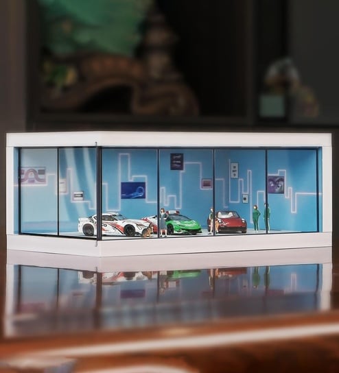 Blue Diorama Garage Showroom For Collectors Without Cars