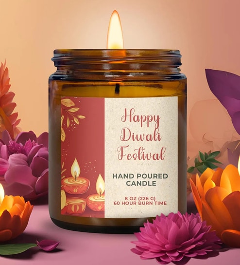 Blueberry Scented Diwali Festive Glass Jar Candle