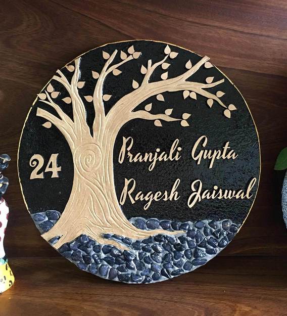 Buy Black Gold Wood Golden Tree Name Plate By Hitchki Online Name Plates Name Plates Home Decor Pepperfry Product