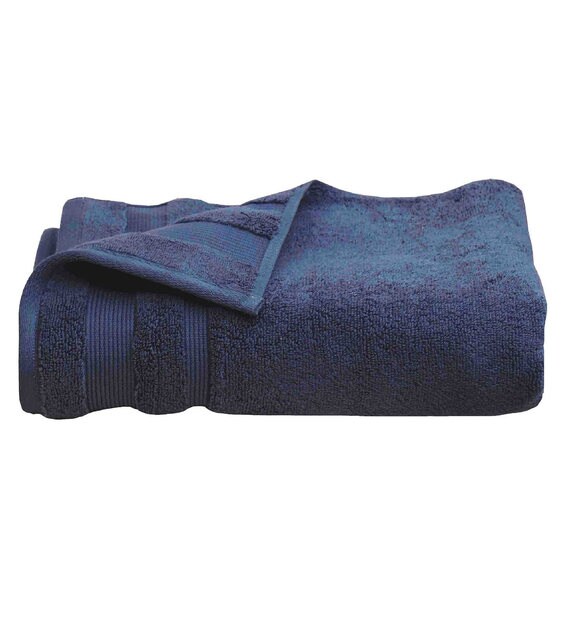Buy Blue Cotton 550 GSM Bath Towel By Avi Living Online Solid Colour