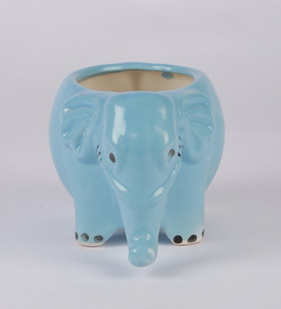 Buy Blue Ceramic Elephant Shape Flower Pot by Oniqe Online Desk Pots Pots & Planters Home