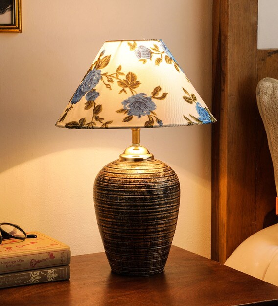 blue and gold table lamp