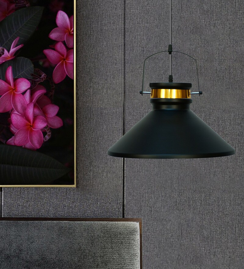Buy Black Funnel Metal Hanging Pendant Light By Hind Lighting Online