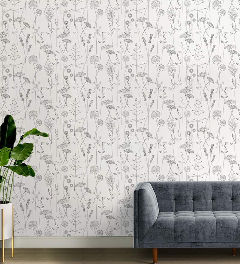 Black and White Floral Pattern Wallpaper for Walls  Sketch Floral